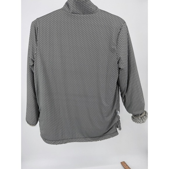 USA Palm Quarter Zip Sherpa Jacket Large Pullover Geometric Print Reversible - Picture 10 of 13